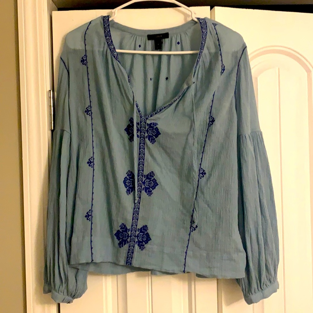 J Crew Aztec top in Blue. Size small!